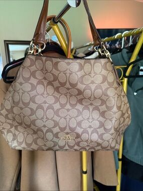 Coach Monogram Shoulder Bag in Brown & Tan